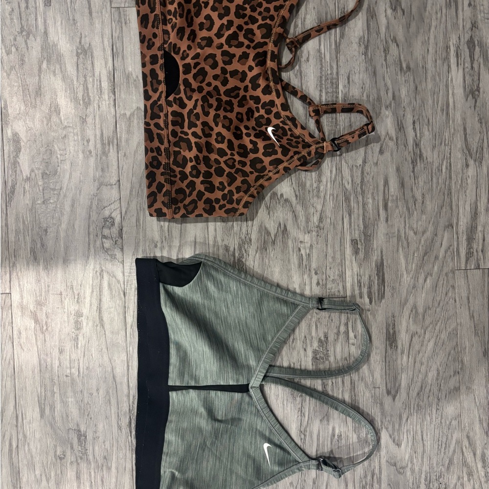 Nike Leopard Print and Grey Sports Bra Set